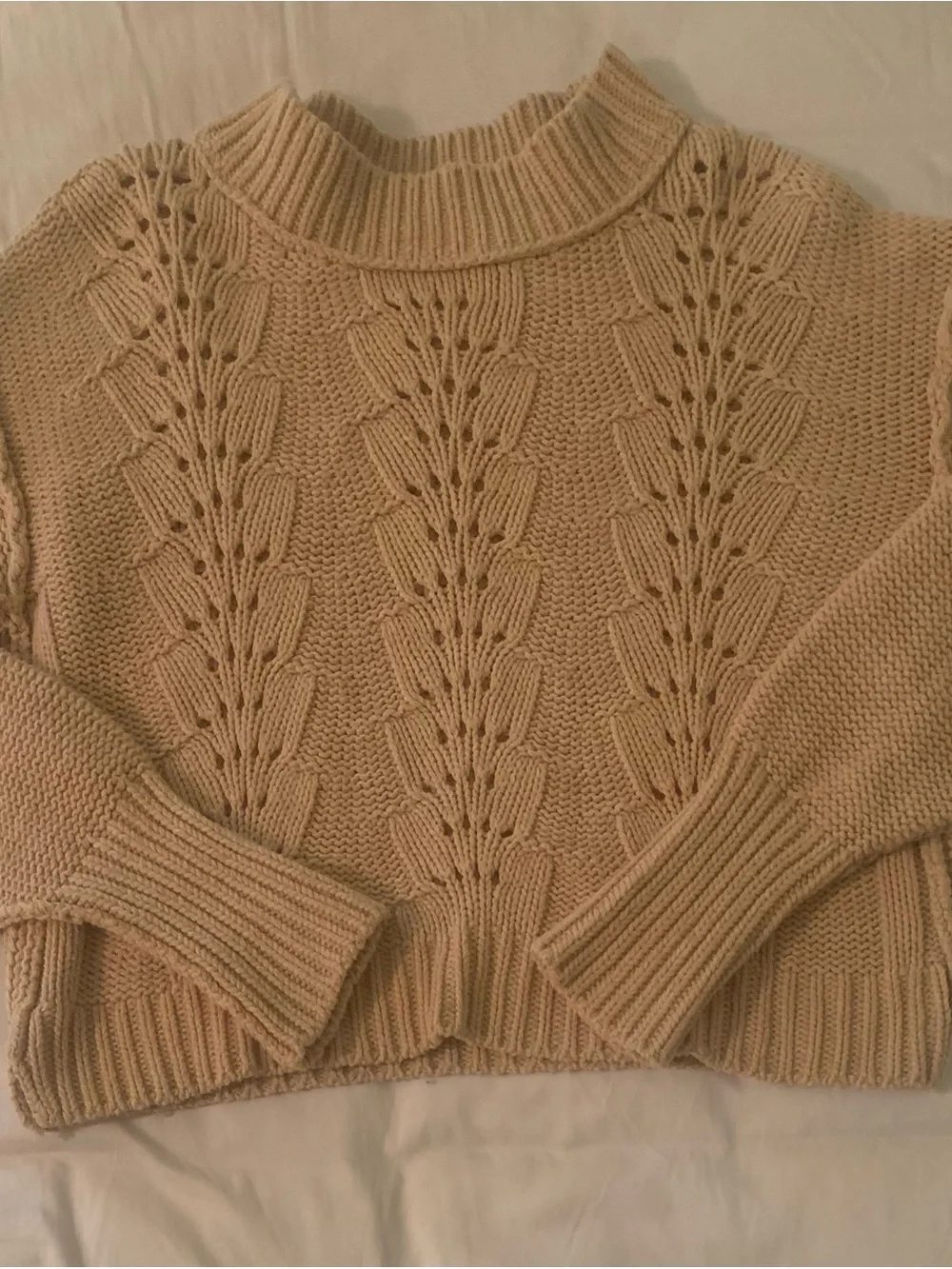 Free People Cropped Women's Pullover Sweater Bell Song Sandcastle Small